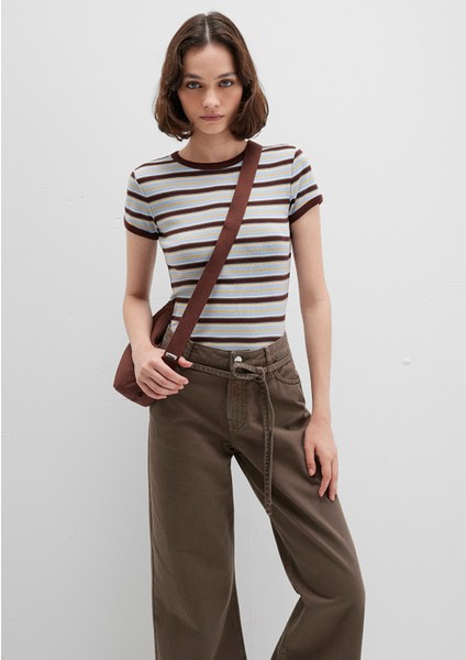 Kahverengi Çizgili Tişört 1613378-90735