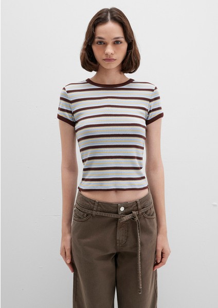 Kahverengi Çizgili Tişört 1613378-90735