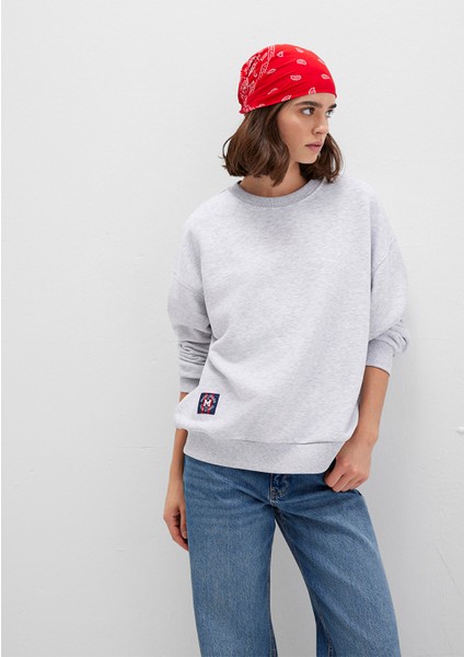 Sırt Baskılı Gri Sweatshirt 1S10364-87033