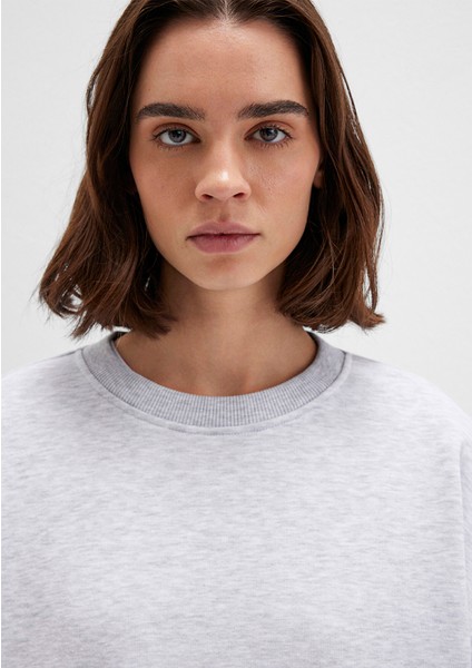 Sırt Baskılı Gri Sweatshirt 1S10364-87033