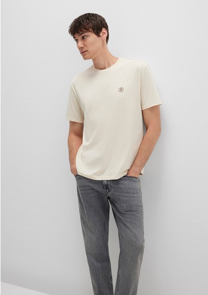 Mavi Logo Işlemeli Bej Basic Tişört 067074-70072