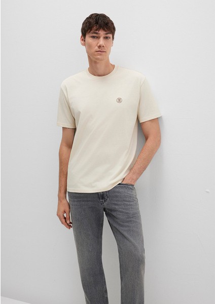 Mavi Logo Işlemeli Bej Basic Tişört 067074-70072