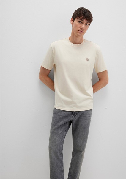 Mavi Logo Işlemeli Bej Basic Tişört 067074-70072