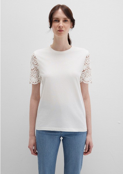Dantel Detaylı Ekru Tişört 1613515-70057