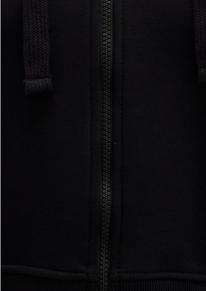 Kapüşonlu Siyah Basic Crop Sweatshirt 1S10388-900