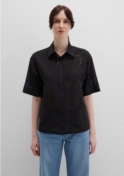 Brode Detaylı Siyah Gömlek 1211186-900