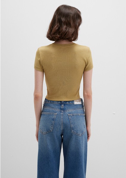 Yeşil Basic Crop Tişört 1600814-70217