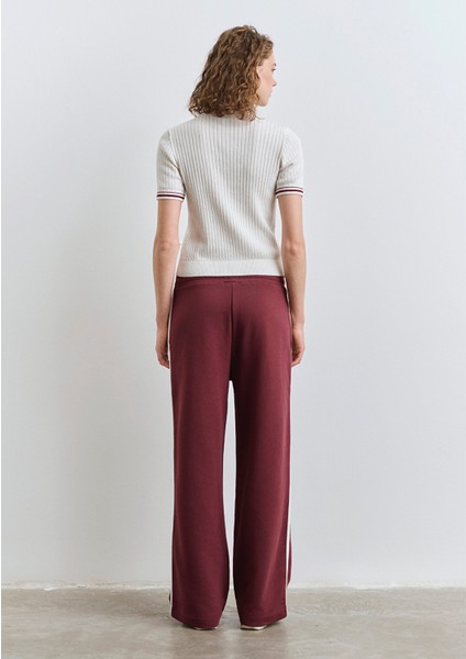 Mavi Logo Şerit Detaylı Bordo Eşofman Altı 1011038-70393