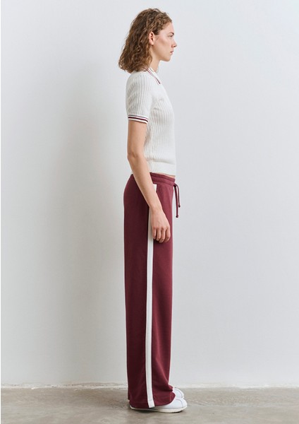 Mavi Logo Şerit Detaylı Bordo Eşofman Altı 1011038-70393