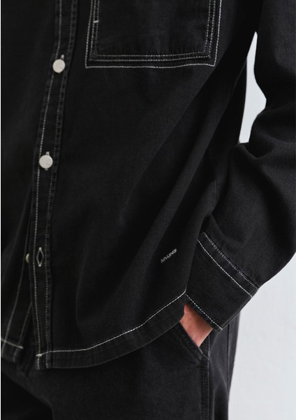 Dikiş Detaylı Siyah Gömlek 0211688-90850