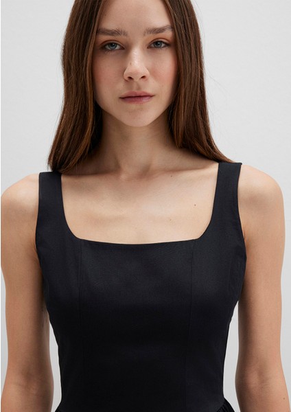 Askılı Siyah Mini Elbise 1310724-900