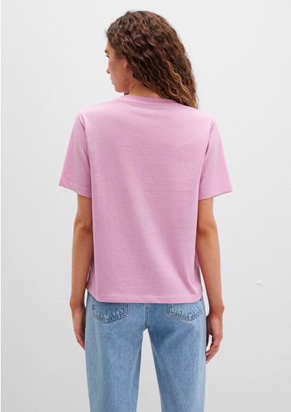 Plaj Baskılı Pembe Tişört 1613490-71031