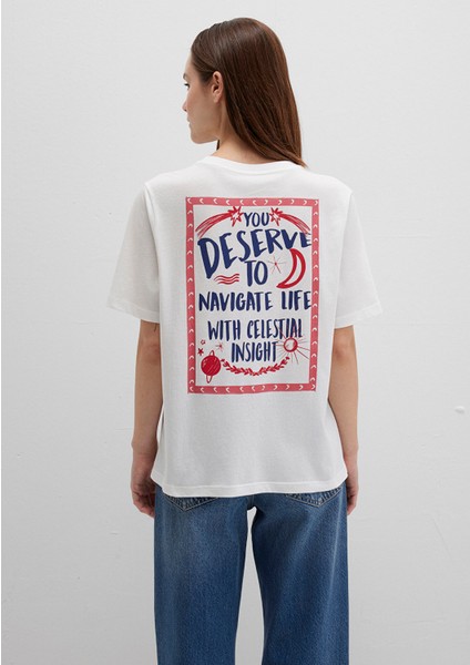 Gezegen Baskılı Ekru Tişört 1613522-70057