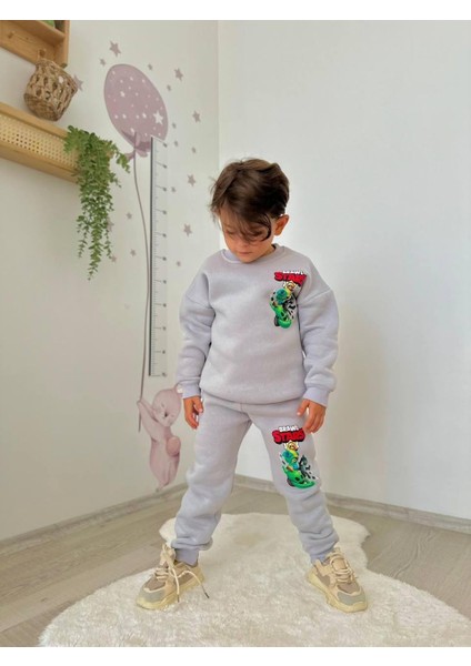 Baskılı Şardonlu Erkek Çocuk Ikili Eşofman Takımı