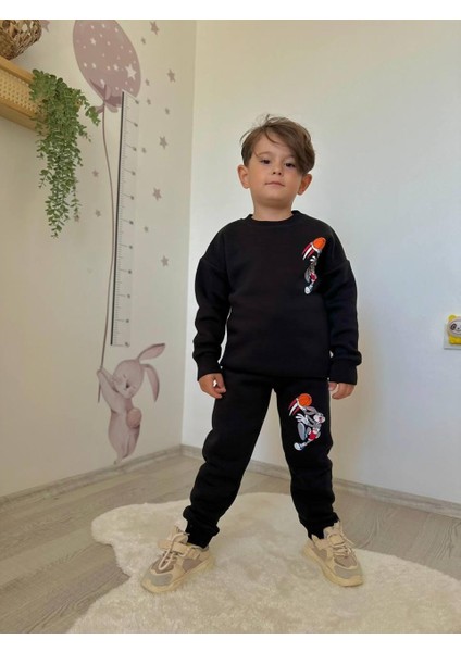 Baskılı Şardonlu Erkek Çocuk Ikili Eşofman Takımı