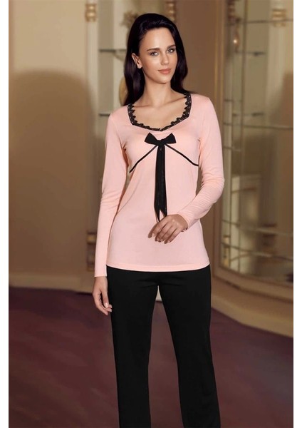 Jakarlı Kedi Aplikeli Kışlık Pijama 21806