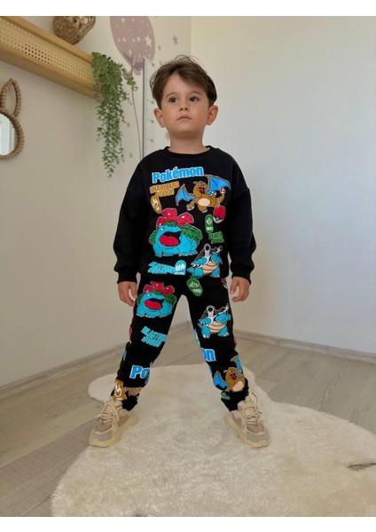 Baskılı Şardonlu Erkek Çocuk Ikili Eşofman Takımı