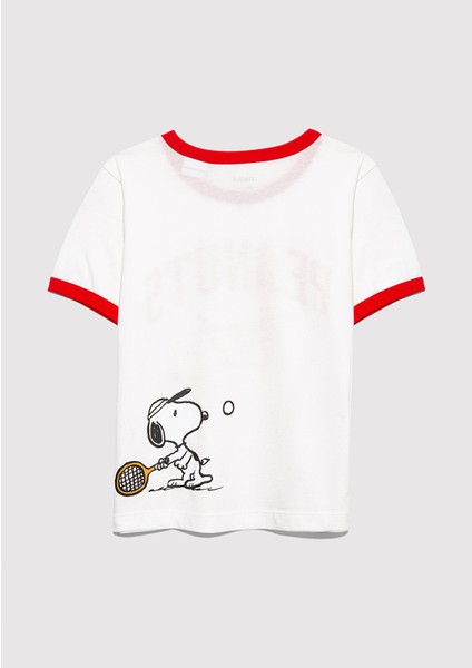 Peanuts Baskılı Ekru Tişört 7610371-70057