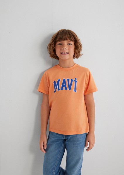 Mavi Logo Baskılı Turuncu Tişört 6610030-71421