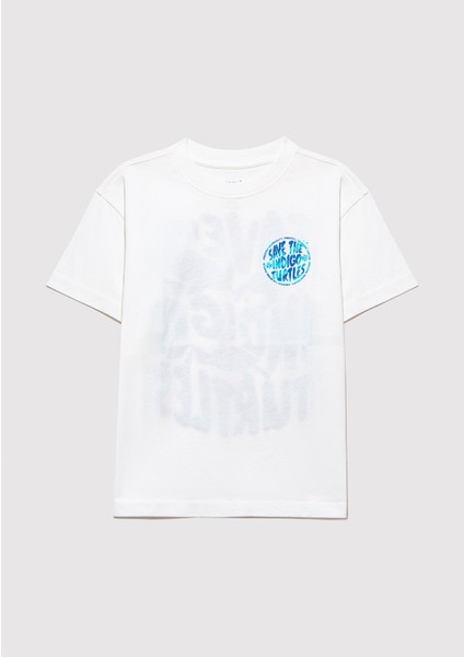 Indigo Turtles Baskılı Ekru Tişört 6610398-70057