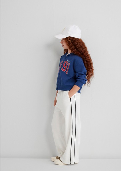 Çizgi Detaylı Beyaz Eşofman Altı 7010021-70057