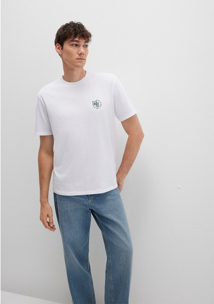 MJ Logo Baskılı Beyaz Tişört 0612839-620