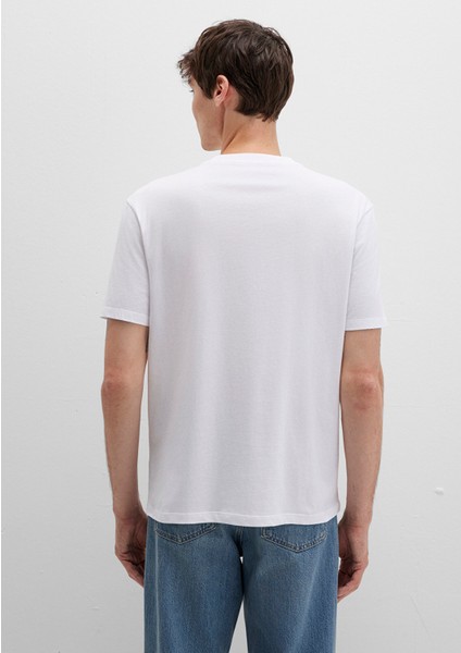 MJ Logo Baskılı Beyaz Tişört 0612839-620