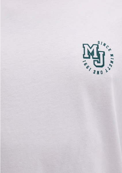 MJ Logo Baskılı Beyaz Tişört 0612839-620