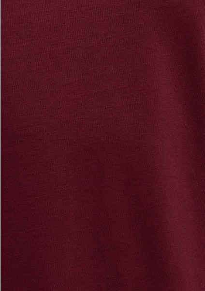 Etiket Detaylı Bordo Basic Tişört 0611824-70394