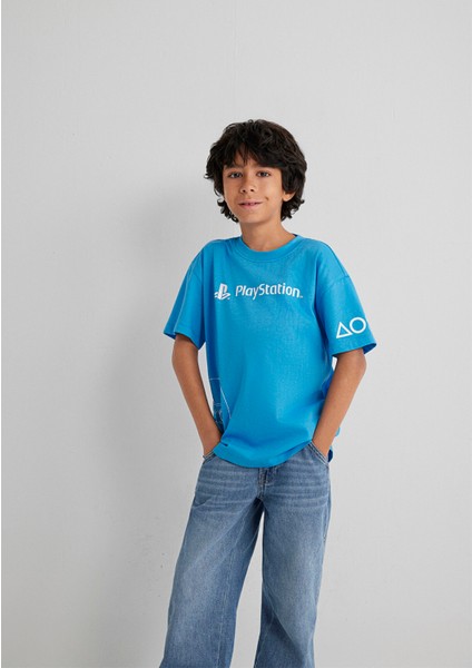 PlayStation Baskılı Mavi Tişört​ 6610376-70772
