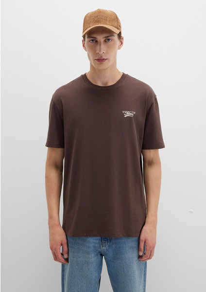 Mavi Baskılı Kahverengi Tişört 0612840-88067