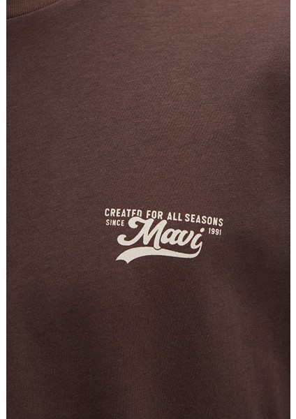 Mavi Baskılı Kahverengi Tişört 0612840-88067