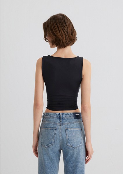 Kare Yaka Siyah Poliamid Atlet 1613498-900