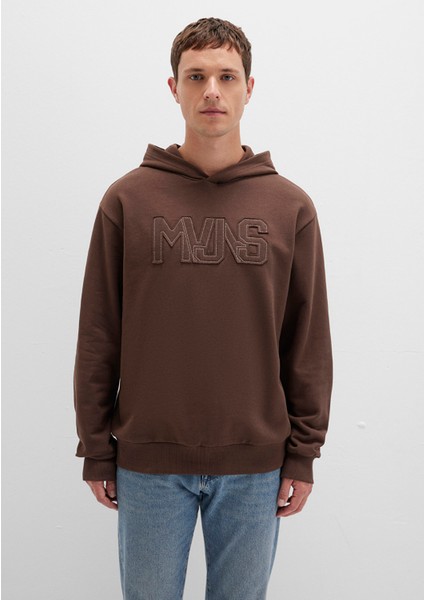 Mvjns Baskılı Kapüşonlu Kahverengi Sweatshirt 0S10346-88067