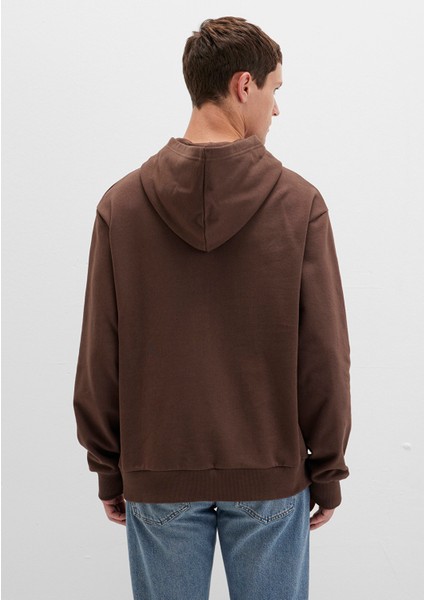 Mvjns Baskılı Kapüşonlu Kahverengi Sweatshirt 0S10346-88067