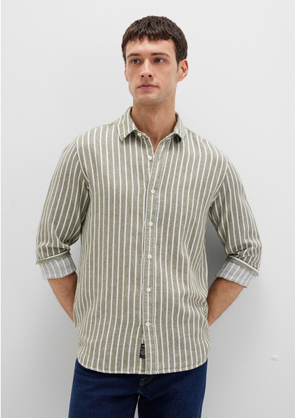 Çizgili Yeşil Gömlek 0211698-91114