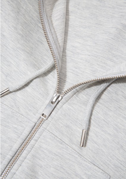 Kapüşonlu Gri Interlok Sweatshirt 1S10424-88467