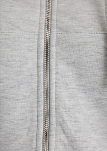 Kapüşonlu Gri Interlok Sweatshirt 1S10424-88467