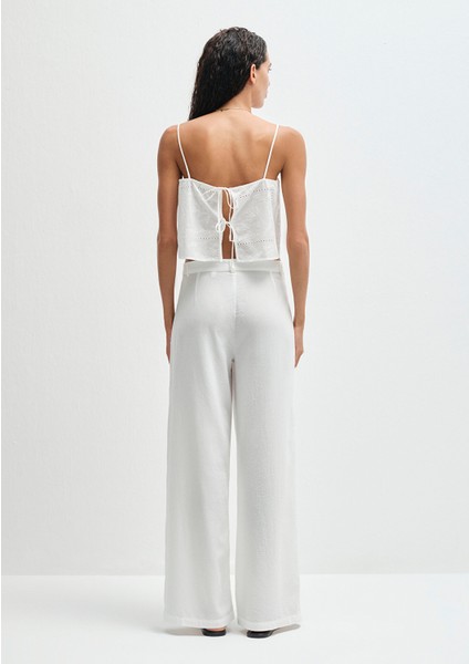 Nakışlı Beyaz Pantolon 1011052-70057