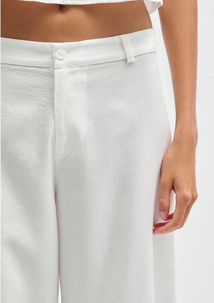 Nakışlı Beyaz Pantolon 1011052-70057