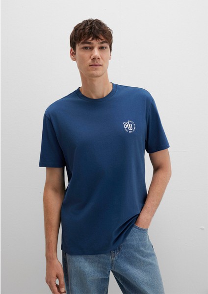 MJ Logo Baskılı Mavi Tişört 0612839-89287