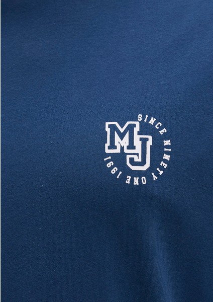 MJ Logo Baskılı Mavi Tişört 0612839-89287