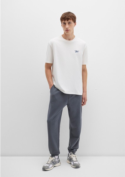 Mavi Baskılı Ekru Tişört 0612840-70057