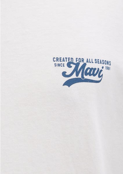 Mavi Baskılı Ekru Tişört 0612840-70057