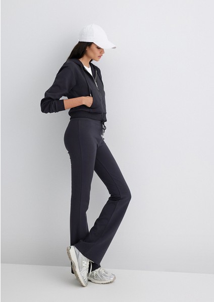 Ispanyol Paça Siyah Interlok Eşofman Altı 1011077-900