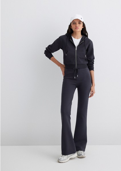 Ispanyol Paça Siyah Interlok Eşofman Altı 1011077-900