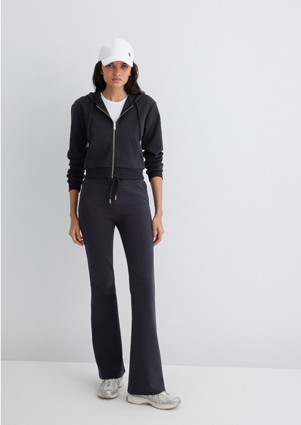 Ispanyol Paça Siyah Interlok Eşofman Altı 1011077-900