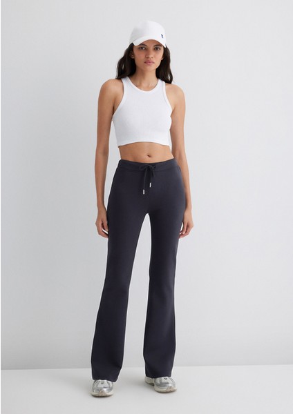 Ispanyol Paça Siyah Interlok Eşofman Altı 1011077-900