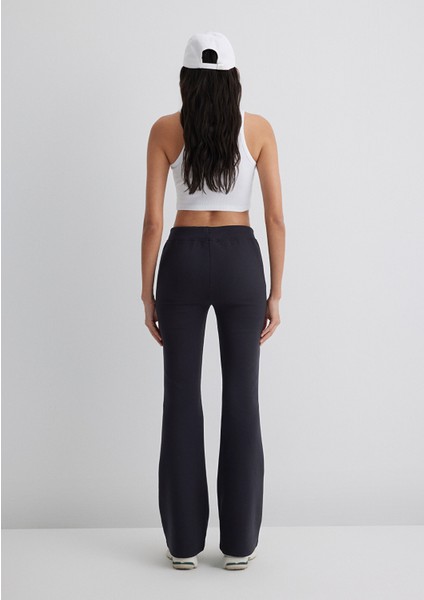 Ispanyol Paça Siyah Interlok Eşofman Altı 1011077-900