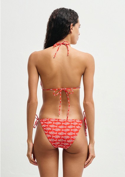 Balık Desenli Kırmızı Bikini Üstü 1913627-10076